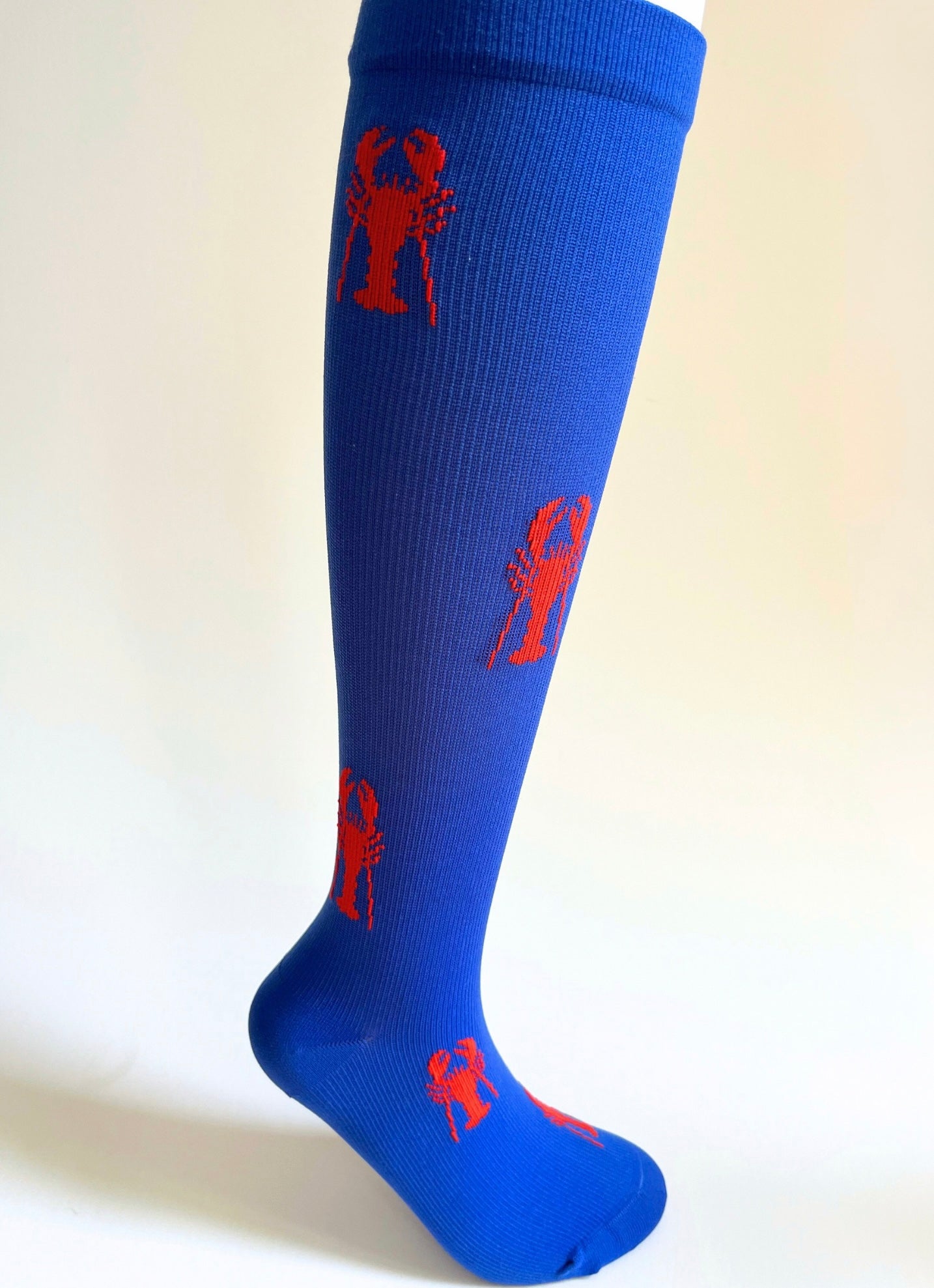The Erin Sock- Lobster Compression Socks β 15-20 mmHg Compression for Travel, Work, & Fitness β Fun Blue & Red Design