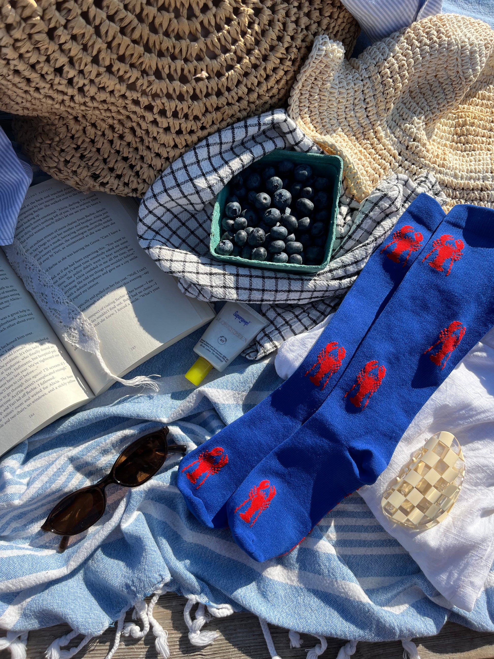 The Erin Sock- Lobster Compression Socks – 15-20 mmHg Compression for Travel, Work, & Fitness – Fun Blue & Red Design