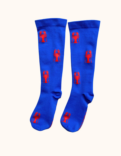 The Erin Sock- Lobster Compression Socks – 15-20 mmHg Compression for Travel, Work, & Fitness – Fun Blue & Red Design