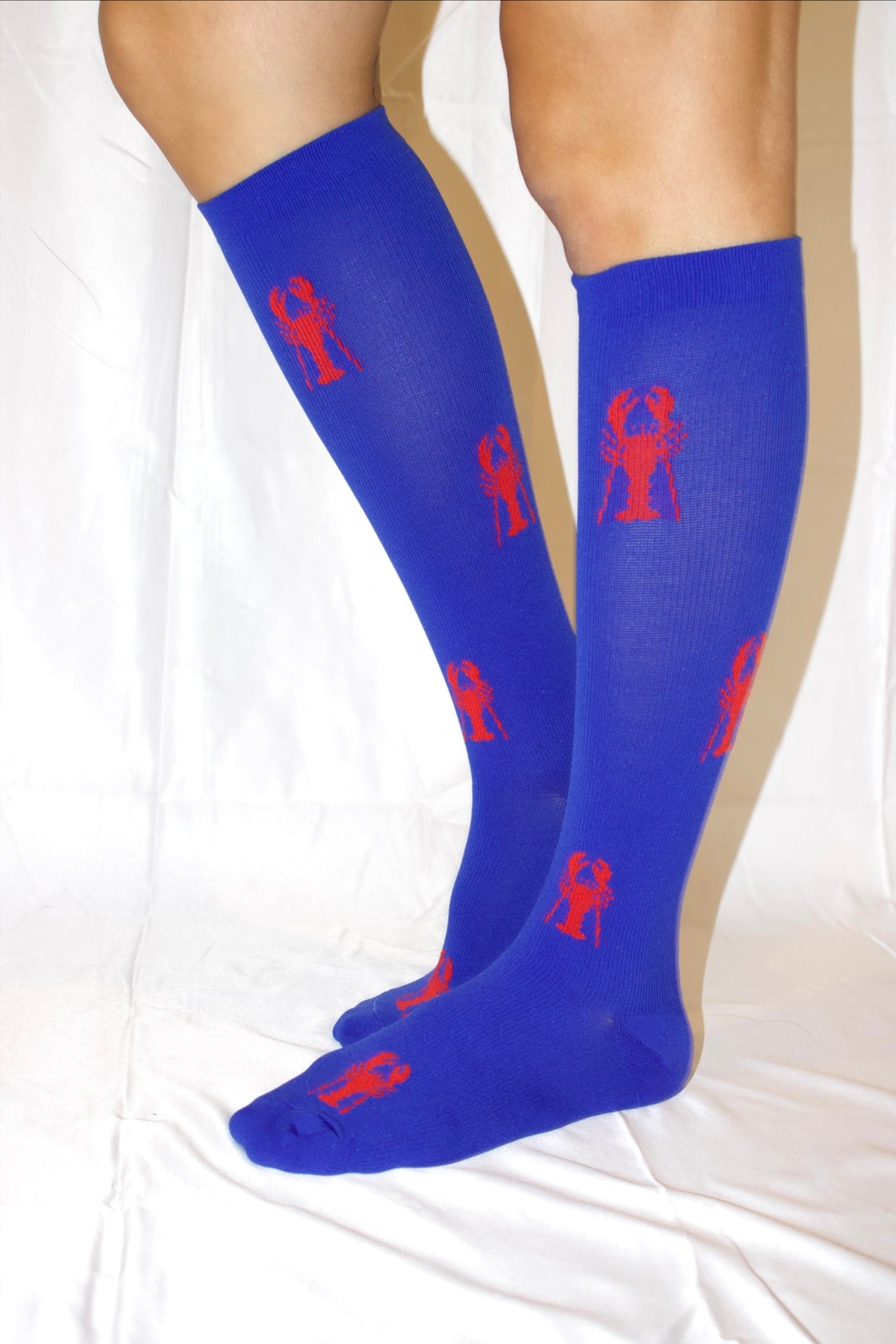 The Erin Sock- Lobster Compression Socks – 15-20 mmHg Compression for Travel, Work, & Fitness – Fun Blue & Red Design